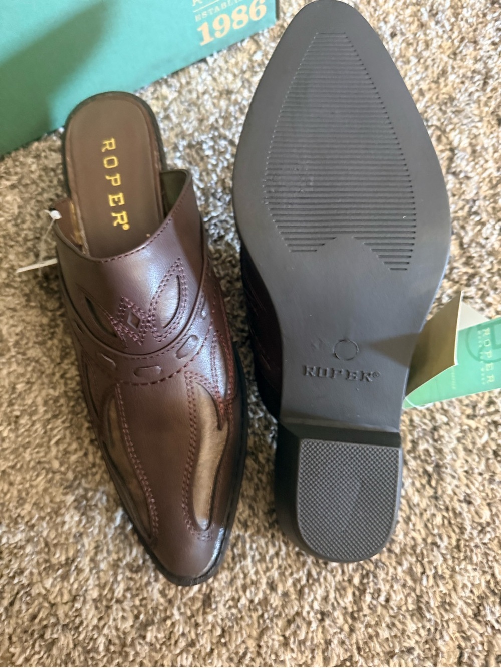 Roper Brown Western Slip-On Clog - Picture 4 of 7